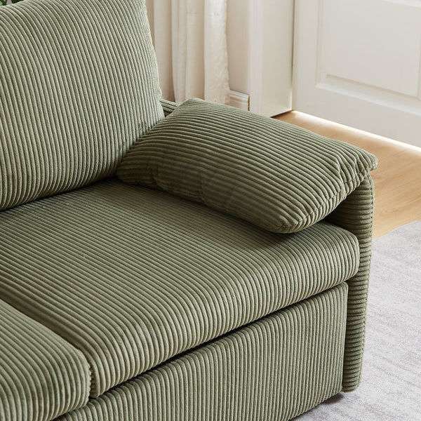 English Elm MH'' MH' 64.5 Inch Sleeper Sofa Bed with Corduroy Upholstery, Sturdy Wood & Iron Frame, 3-in-1 Convertible Comfort Green W1193S00127