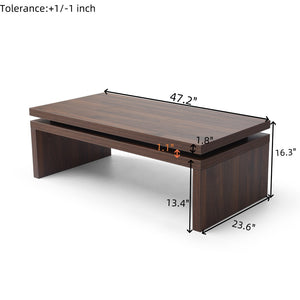 English Elm Wood Coffee Table Solid Fir Rectangular Design for Living Room Mid-century Farmhouse W1117P276603