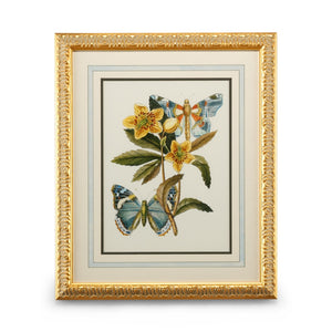 Chelsea House Butterfly Plate Lithograph In Gold-Leaf Frame With French Mat — Vibrant Butterflies, Ready To Hang 386097