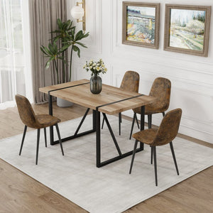 English Elm Dining Chairs Set of 4 Sculptural Spoon Back Linen Seats with Matte Black Legs W3732P356568