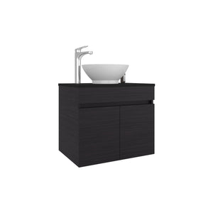 English Elm Bathroom Vanity with Sink Engineered Wood, Single Drawer Storage, Compact Modern Minimalist Design Black 27.56 L x 22.05 W x 12.2 H B097P350326