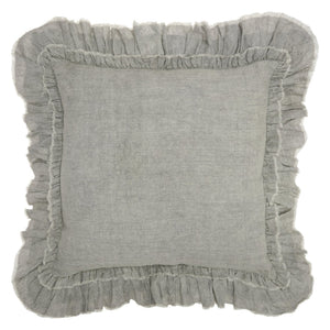 HomeRoots 24" Light Gray Decorative Pillow with Ruffled Edges - Soft, Textured Accent for Stylish Living Spaces 386191