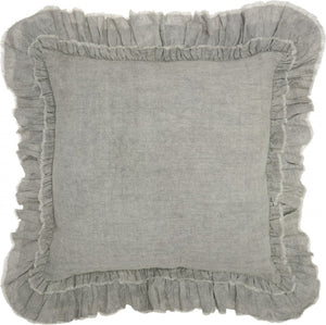 Homeroots 24" Light Gray Pillow With Ruffled Edges   386191