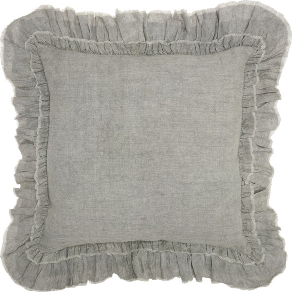 Homeroots 24" Light Gray Pillow With Ruffled Edges   386191