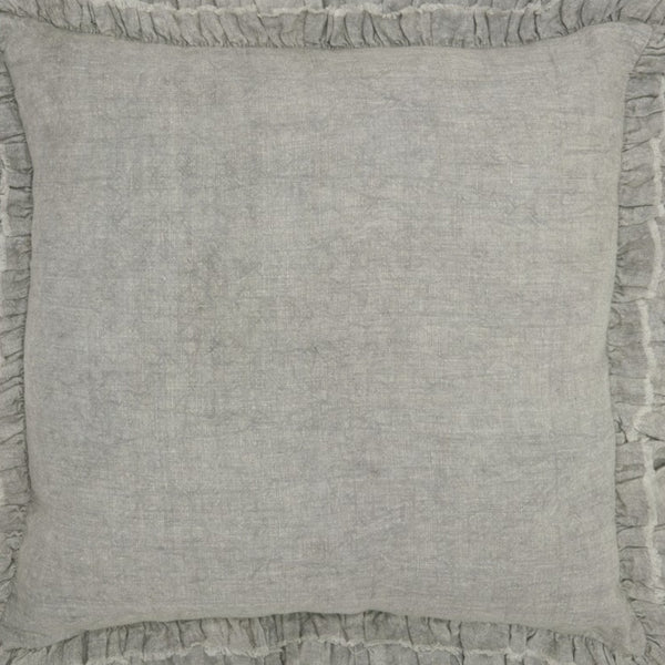 Homeroots 24" Light Gray Pillow With Ruffled Edges   386191