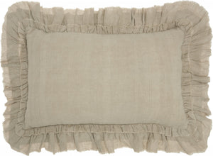 Homeroots 16" Beige Linen Throw Pillow   386192