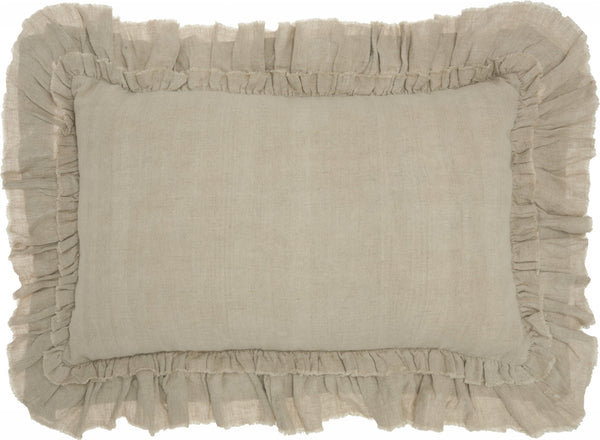 Homeroots 16" Beige Linen Throw Pillow   386192