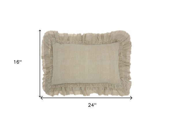 Homeroots 16" Beige Linen Throw Pillow   386192