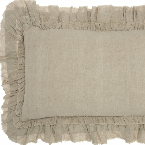 Homeroots 16" Beige Linen Throw Pillow   386192