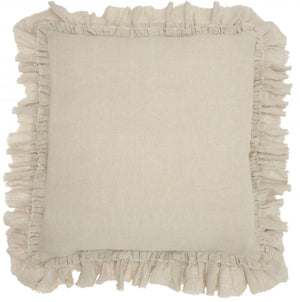 Homeroots 24" Beige Pillow With Ruffled Edges   386193
