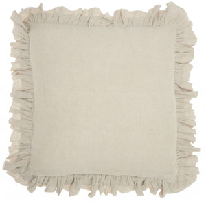 Homeroots 24" Beige Pillow With Ruffled Edges   386193