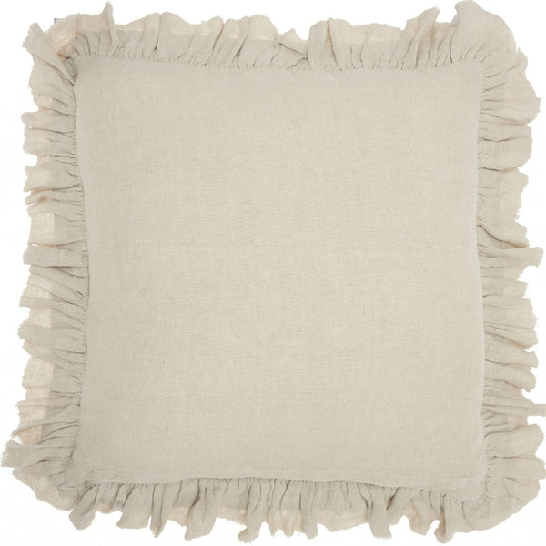 Homeroots 24" Beige Pillow With Ruffled Edges   386193