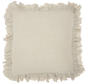 Homeroots 24" Beige Pillow With Ruffled Edges   386193