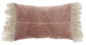 Homeroots Wide Tasseled Marble Pink Lumbar Pillow   386194