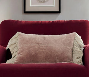 Homeroots Wide Tasseled Marble Pink Lumbar Pillow   386194