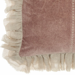 Homeroots Wide Tasseled Marble Pink Throw Pillow   386195