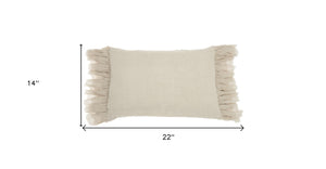 Homeroots 14" X 22" Steel Blue Pillow With Tassels Edges   386198