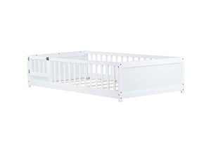 English Elm Twin Size Floor Bed With Integrated Book Rack & Cozy Nook For Imaginative Kids’ Bedrooms, White W504P345769-GIGA