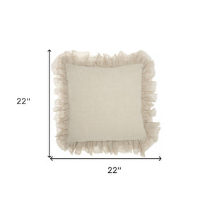 Homeroots Wide Tasseled Marble Yellow Throw Pillow   386201