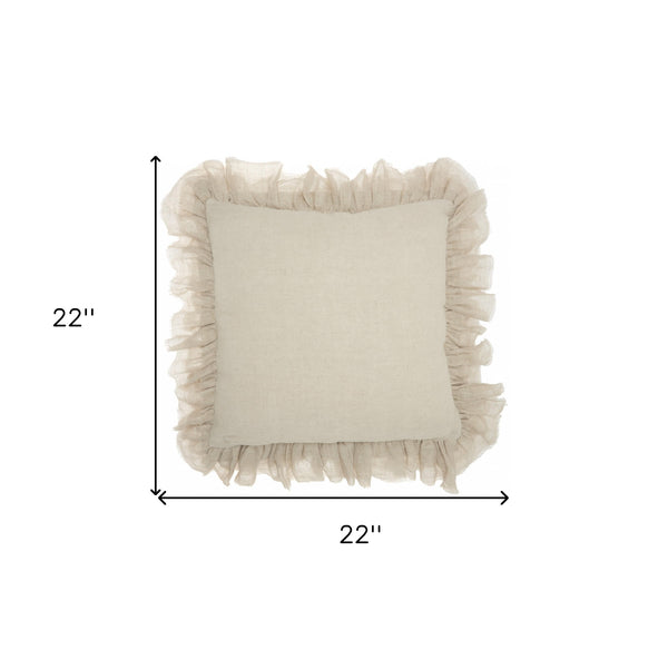 Homeroots Wide Tasseled Marble Yellow Throw Pillow   386201