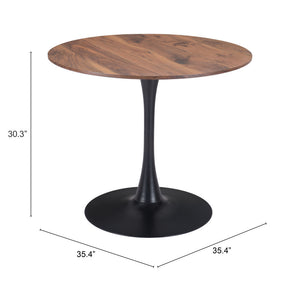 Homeroots 35" Steel Pedestal Base Dining Table   386244