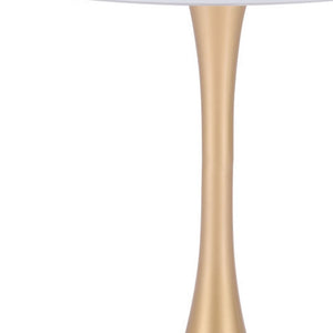 Homeroots 35" White And Gold Rounded Steel Pedestal Base Dining Table   386246