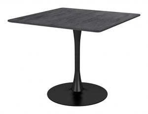 Homeroots 35" Black Square Steel Pedestal Base Dining Table   386247