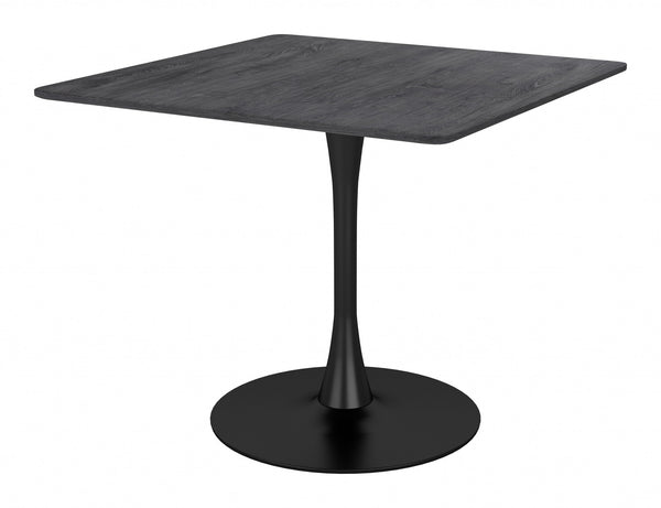 Homeroots 35" Black Square Steel Pedestal Base Dining Table   386247