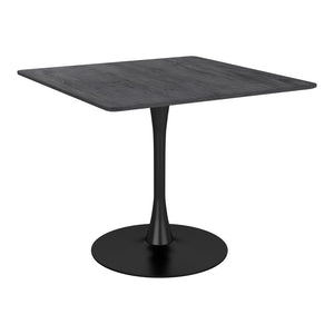 Homeroots 35" Black Square Steel Pedestal Base Dining Table   386247