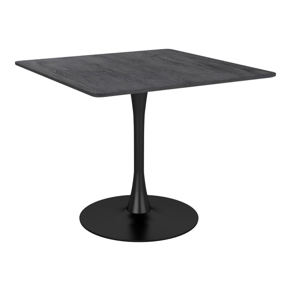 Homeroots 35" Black Square Steel Pedestal Base Dining Table   386247