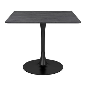Homeroots 35" Black Square Steel Pedestal Base Dining Table   386247