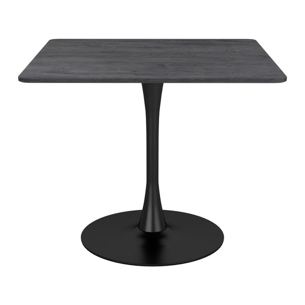Homeroots 35" Black Square Steel Pedestal Base Dining Table   386247