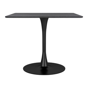Homeroots 35" Black Square Steel Pedestal Base Dining Table   386247