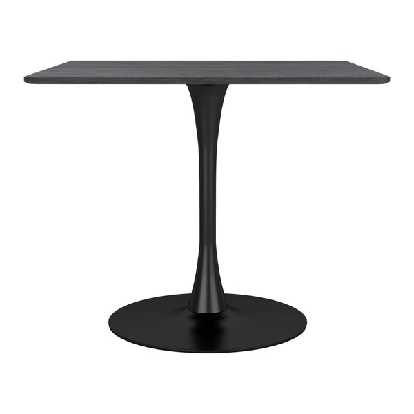Homeroots 35" Black Square Steel Pedestal Base Dining Table   386247