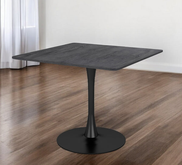 Homeroots 35" Black Square Steel Pedestal Base Dining Table   386247