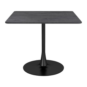 HomeRoots 35" Modern Black Square Steel Pedestal Dining Table - Stylish, Durable, Space-Saving Design for Any Room 386247