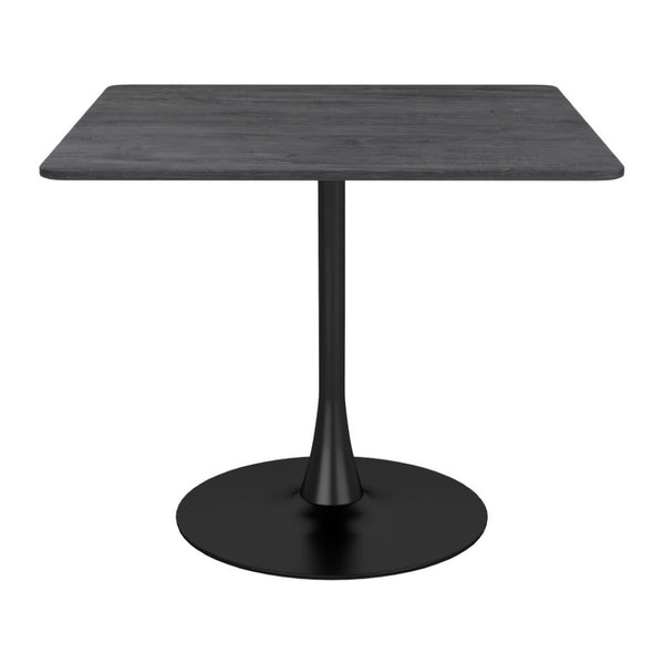 HomeRoots 35" Modern Black Square Steel Pedestal Dining Table - Stylish, Durable, Space-Saving Design for Any Room 386247