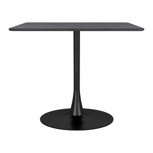 HomeRoots 35" Modern Black Square Steel Pedestal Dining Table - Stylish, Durable, Space-Saving Design for Any Room 386247