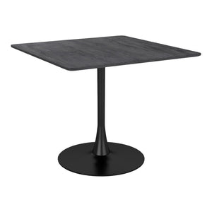 HomeRoots 35" Modern Black Square Steel Pedestal Dining Table - Stylish, Durable, Space-Saving Design for Any Room 386247