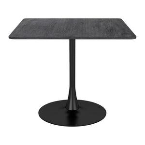 HomeRoots 35" Modern Black Square Steel Pedestal Dining Table - Stylish, Durable, Space-Saving Design for Any Room 386247