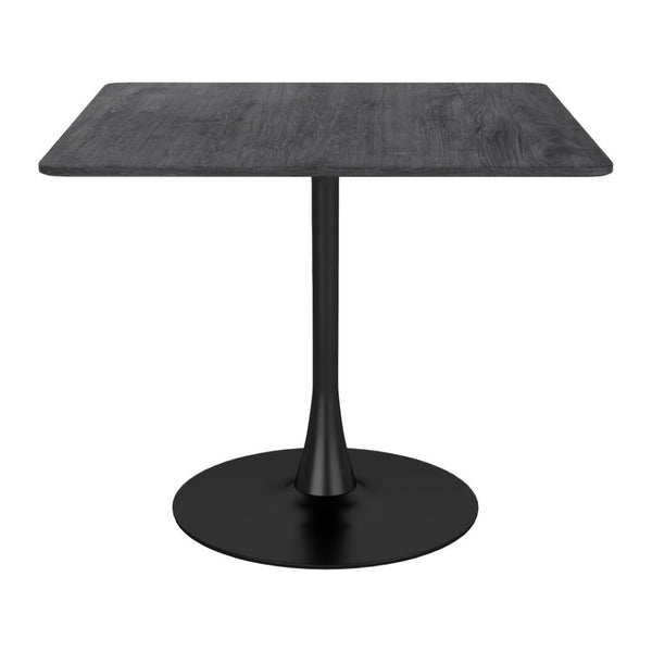 HomeRoots 35" Modern Black Square Steel Pedestal Dining Table - Stylish, Durable, Space-Saving Design for Any Room 386247
