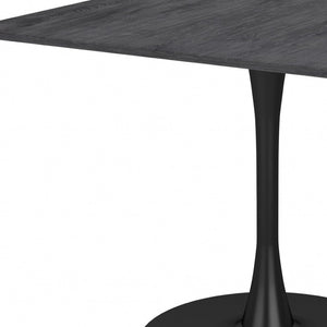 HomeRoots 35" Modern Black Square Steel Pedestal Dining Table - Stylish, Durable, Space-Saving Design for Any Room 386247