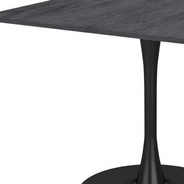HomeRoots 35" Modern Black Square Steel Pedestal Dining Table - Stylish, Durable, Space-Saving Design for Any Room 386247