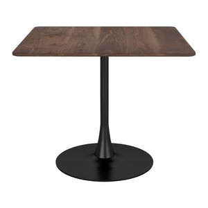 HomeRoots 35" Square Steel Pedestal Base Dining Table - Modern Minimalist Design with Natural Wood Top & Versatility 386248