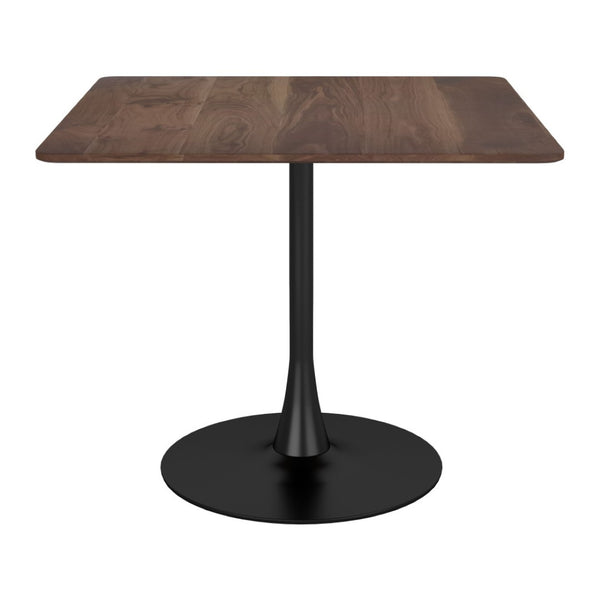 HomeRoots 35" Square Steel Pedestal Base Dining Table - Modern Minimalist Design with Natural Wood Top & Versatility 386248
