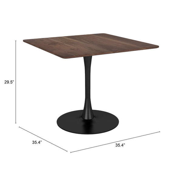 Homeroots 35" Square Steel Pedestal Base Dining Table  Steel 386248