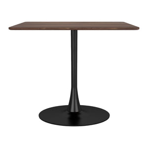 HomeRoots 35" Square Steel Pedestal Base Dining Table - Modern Minimalist Design with Natural Wood Top & Versatility 386248