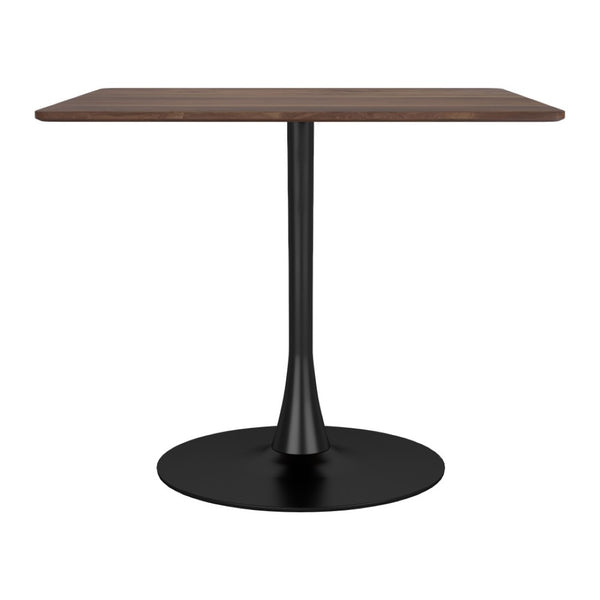 HomeRoots 35" Square Steel Pedestal Base Dining Table - Modern Minimalist Design with Natural Wood Top & Versatility 386248