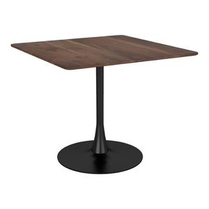 HomeRoots 35" Square Steel Pedestal Base Dining Table - Modern Minimalist Design with Natural Wood Top & Versatility 386248