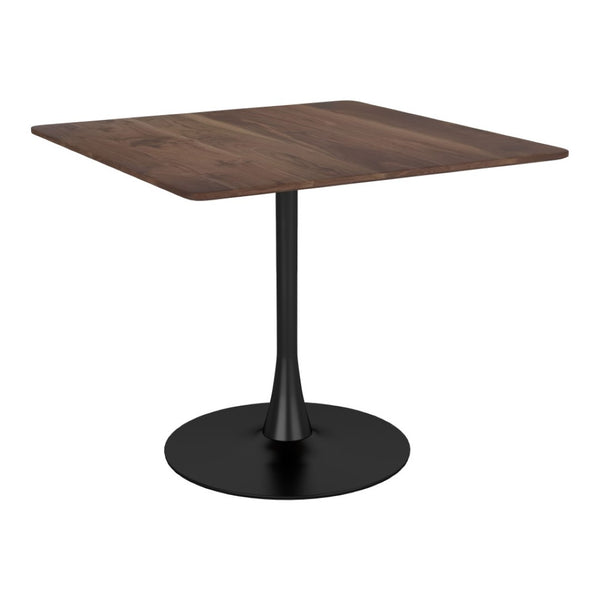 HomeRoots 35" Square Steel Pedestal Base Dining Table - Modern Minimalist Design with Natural Wood Top & Versatility 386248